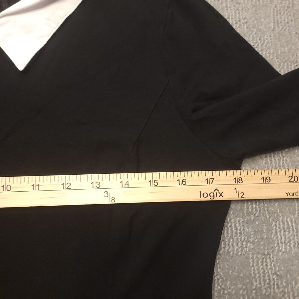 Aphratti Women's L (6) Dress Black Stretchy White Collar "Wednesday Look" - Picture 7 of 9